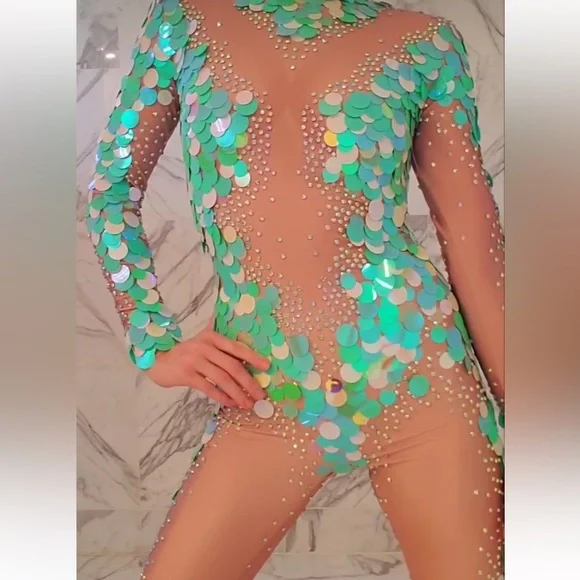 NWOT Mermaid Catsuit Bodysuit Unitard Aerial Circus Costume - Picture 4 of 16